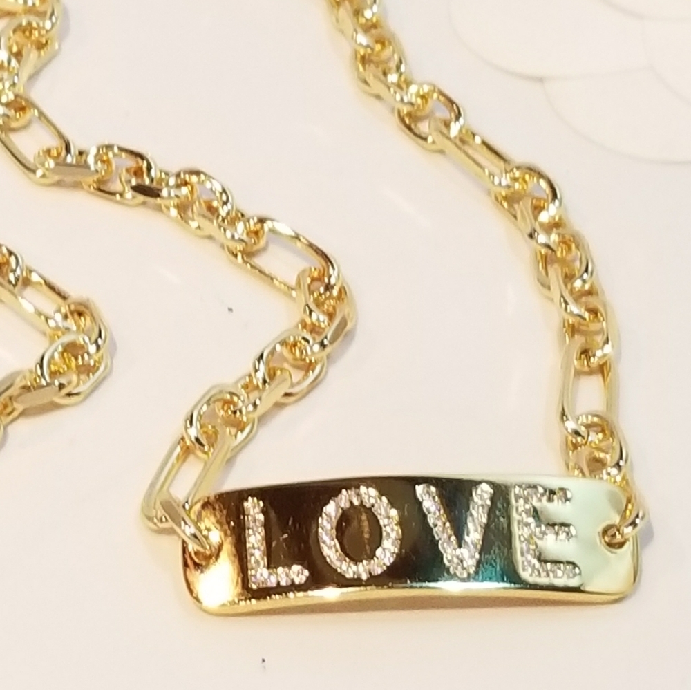 NEW Gold Love Choker Bracelet Necklace - Picture 8 of 11